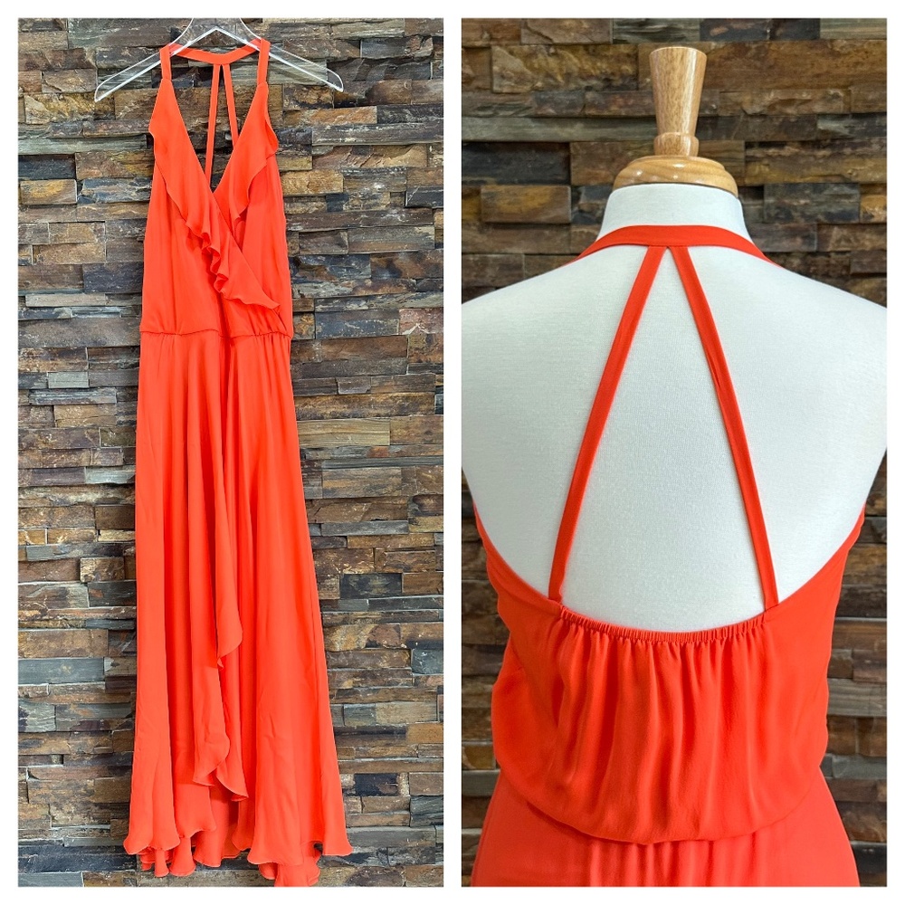 Haute Hippie High Low 100% Silk Orange Size XS Wedding Formal Elegant NWT